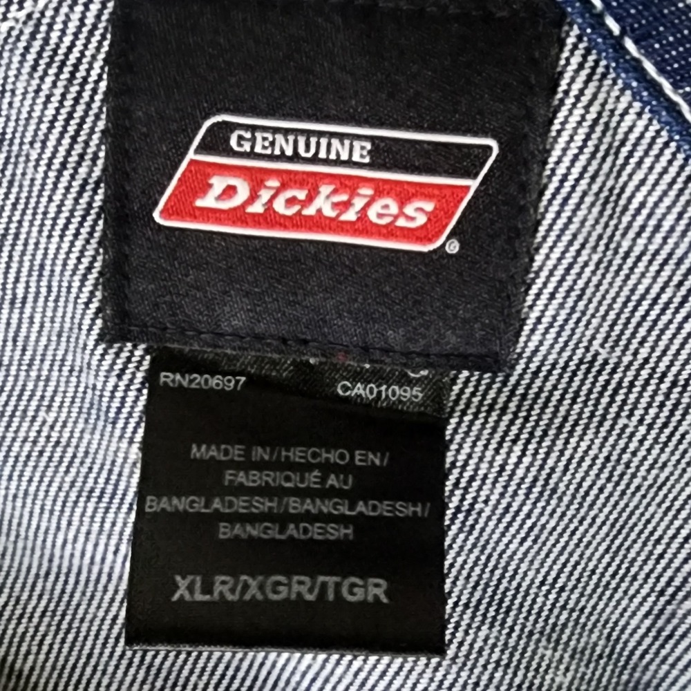 Dickies Mens Denim Overalls Bib Blue Dark Wash XL‎ Cotton Adjustable Work - Picture 5 of 8